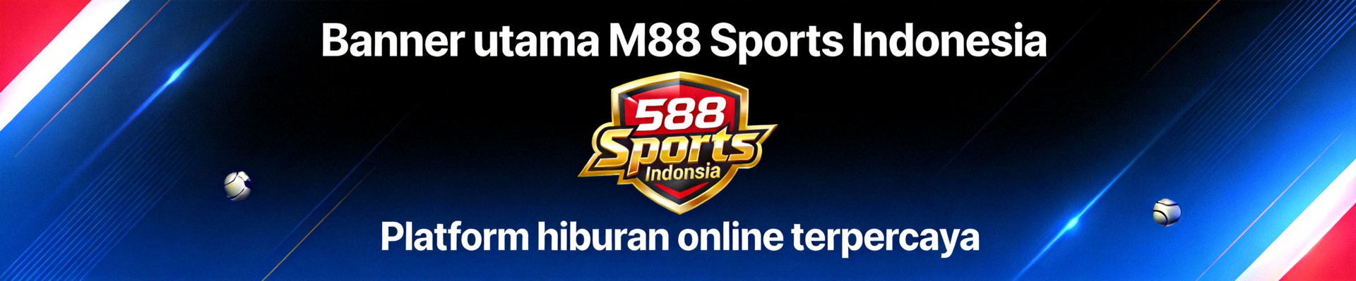 Banner utama M88 Sports Indonesia menampilkan logo dan tagline platform hiburan online